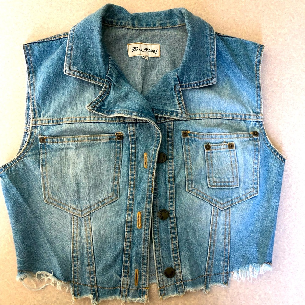 Cropped Denim Vest